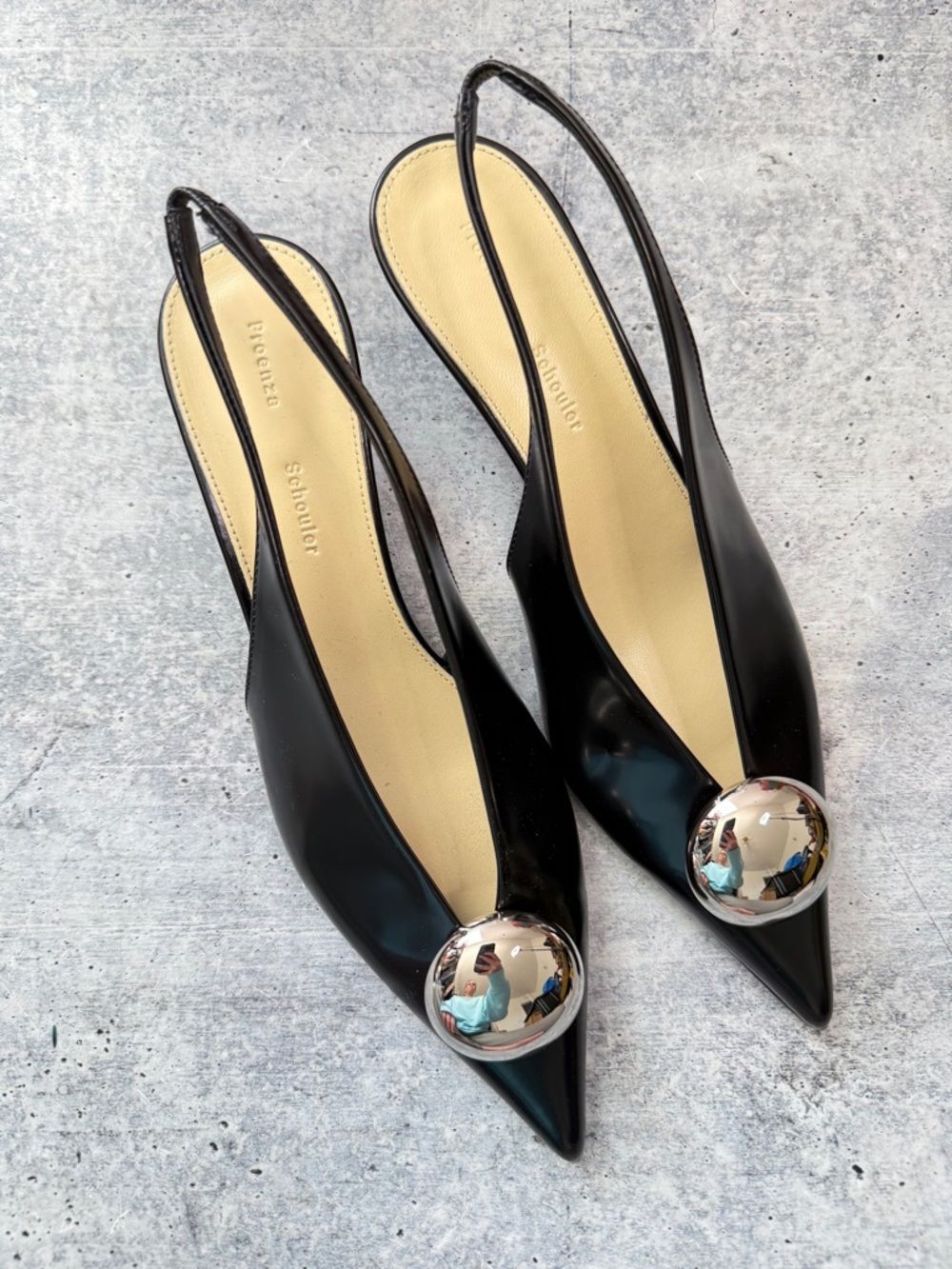 Proenza Schouler Dome Slash Slingbacks in Polished Calf 39